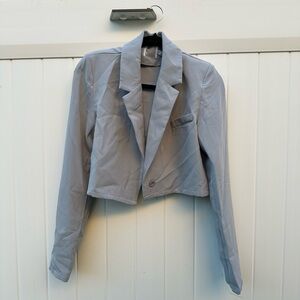 Light Blue-Gray Cropped Blazer Jacket